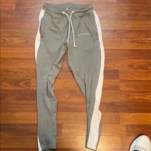 Alphalete rare Grey Joggers w/ white strip SZ S